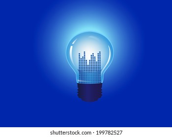 Vector tree D bulb with audio waves inside