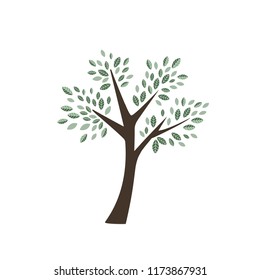 Vector tree with dark and light green leaves with brown stem icon icon logo forest plant on white background