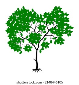 Vector tree with dense and green leaves