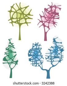 Vector tree designs in an abstract style. Check my portfolio for more of this series as well as thousands of other great vector items.