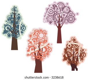 Vector tree designs in a single style. Check my portfolio for more of this series as well as thousands of other great vector items.