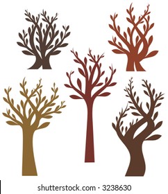 Vector tree designs in a single style. Check my portfolio for more of this series as well as thousands of other great vector items.