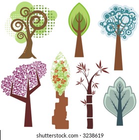 Vector tree designs in various styles. Check my portfolio for more of this series as well as thousands of other great vector items.