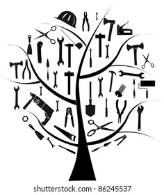 Vector tree with different tools for repair