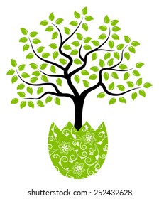 vector tree in egg pot isolated on white background