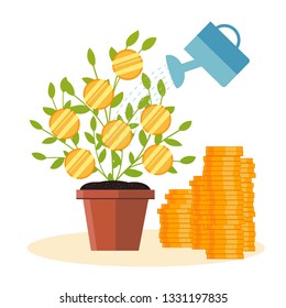 Vector tree end gold coins