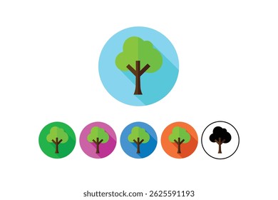 Vector tree flat icons in round eco design, tree flat icon, eco friendly tree icon, green tree vector