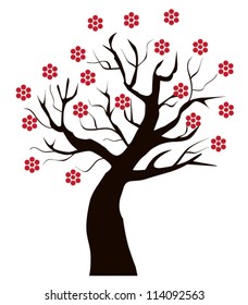 vector tree with flowers