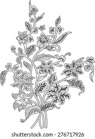 Vector Tree of flowers .Black and white.