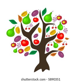 vector tree with fruits