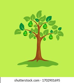 vector tree with fruits of 3D pears. You can change all the sources of the object. beautiful nature in vector. tree in vector