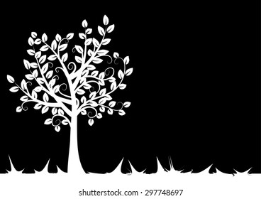 vector tree with grass background