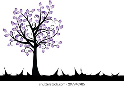 vector tree with grass background