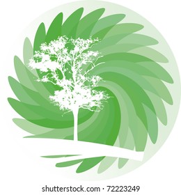 Vector Tree with green burst background