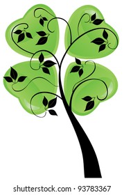 vector tree with green hearts