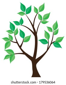 vector tree with green leaves