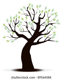 vector tree with green leaves