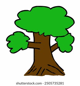 vector of a tree with green leaves and dark brown trunk
