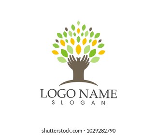 Vector - Tree green people identity card vector logo template
