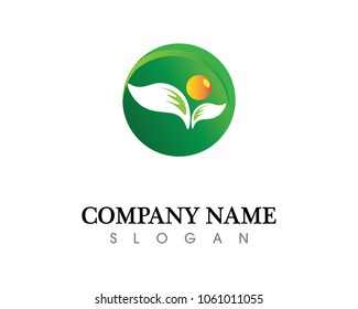 Vector Tree green people identity card vector logo template design Business logo and Symbol nature Sun and plant ecology 
