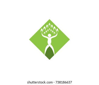Vector - Tree green people identity card vector logo template
