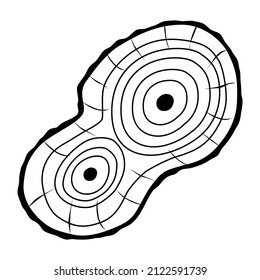 Vector tree growth rings line icon isolated on white background. Cross-section of the tree icon in black line style. Woodland web graphics