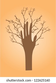 vector tree hand with branches