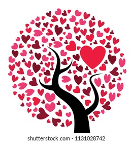Vector tree of with heart leaves