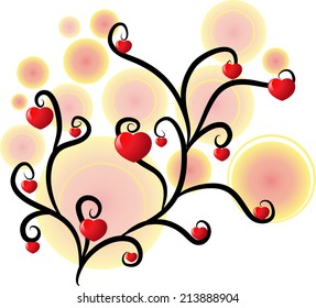 vector tree and heart shape