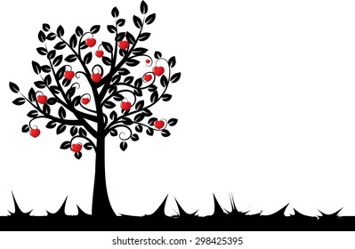 vector tree with heart shape background