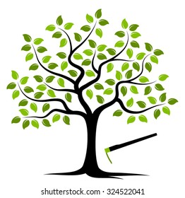 vector tree and hoe isolated on white background