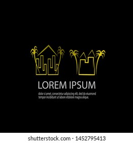 Vector of tree and house logo template with modern design. Luxury and elegant with simple design. Colorful. Can be used for important events. Eps 10. 