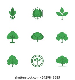 Vector tree icons collection in flat style