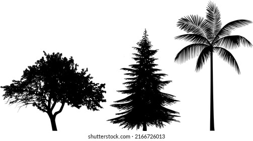 Vector tree icons on isolated background