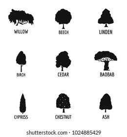 Vector tree icons set. Simple set of 9 vector tree icons for web isolated on white background