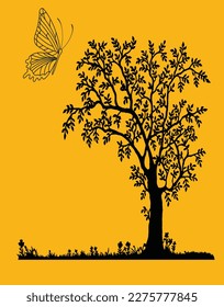 
ilustración de árbol vectorial en color negro. 5.º escalada
