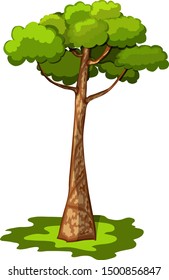 Vector tree illustration, cartoon style, used in greeting cards, squatting, invitations.Summer Landscape Design Element.