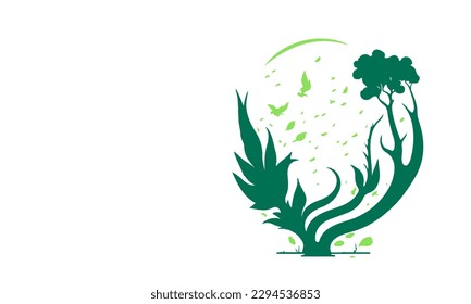 Ilustración de árbol vectorial y espacio de copia para el texto. Editable