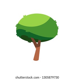 vector tree illustration on white background. surround tree with green leaves and brown pillar