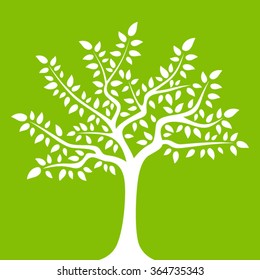 vector tree isolated on green background