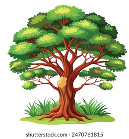 Vector de árbol aislado sobre fondo blanco para paisaje.