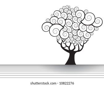 Vector tree landscape with space for text
