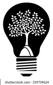 vector tree in light bulb isolated on white background