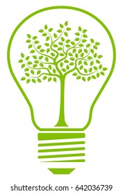 vector tree in light bulb isolated on white background