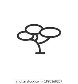 Icono de la línea de árbol del vector. Símbolo con estilo de contorno de moda. Ilustración vectorial aislada en un fondo blanco. 
