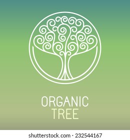 Vector tree logo - abstract organic design element - eco and bio circle badge 