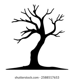 vector tree logo design, black tree silhouette, dry tree and tree without leaves on a black and white background 07