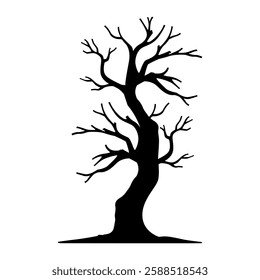 vector tree logo design, black tree silhouette, dry tree and tree without leaves on a black and white background 016
