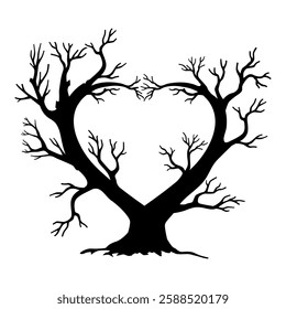 vector tree logo design, black tree silhouette, dry tree and tree without leaves on a black and white background 039