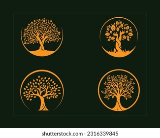 Icono de diseño del logotipo del árbol del vector. Plantilla de diseño del logotipo de la ilustración vectorial de árboles naturales.